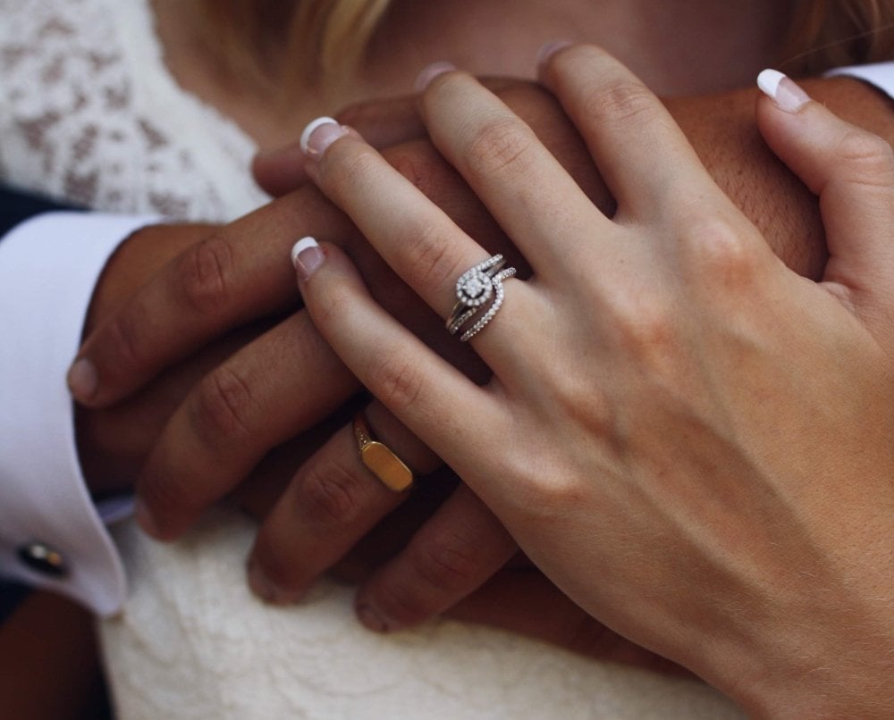 How To Wear Wedding Engagement And Eternity Rings Angelic Diamonds